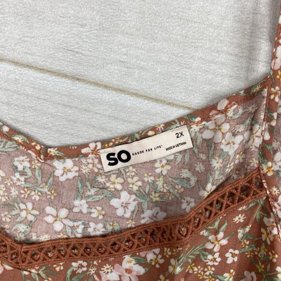 Sonoma SO Goods For Life Layering Tank Top Women 2X Rust Floral Boho Crochet NWT - Picture 3 of 9